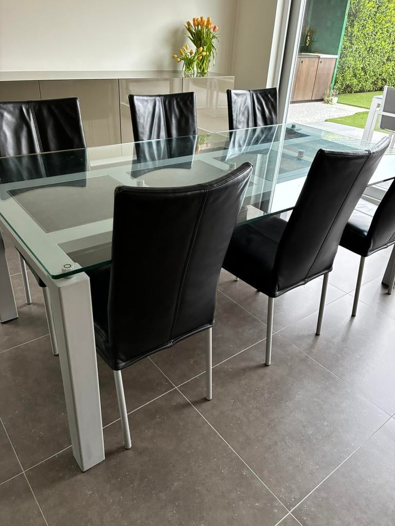JORI glazen tafel, Huis en Inrichting, Tafels | Eettafels, Ophalen, Gebruikt, Moderne tafel, 200 cm of meer