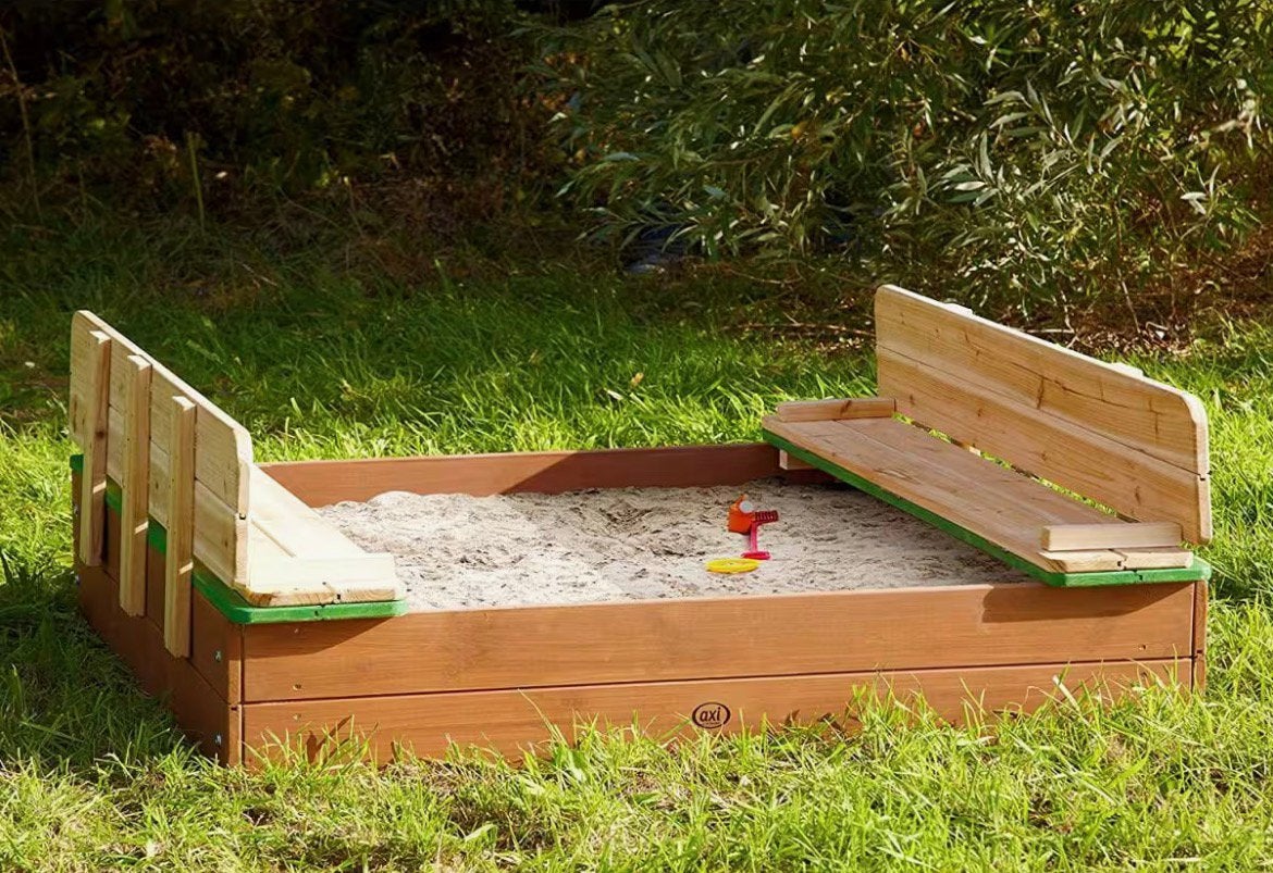 AXI Zandbak met bankjes Bruin Groen, Enfants & Bébés, Jouets | Extérieur | Bacs à sable, Enlèvement, Utilisé