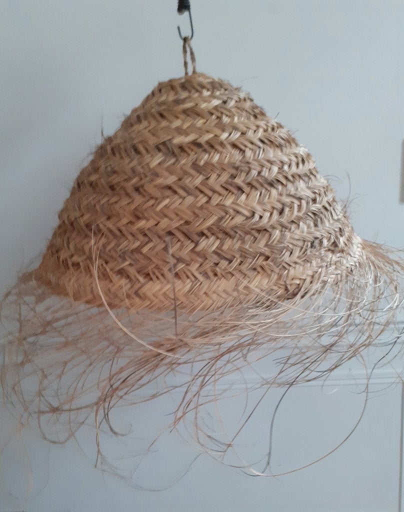 Uccle-Forest: Lustre abat-jour XL, paille tressée Bruxelles, Natuurlijk materiaal, E27 (groot), Zo goed als nieuw, Ophalen
