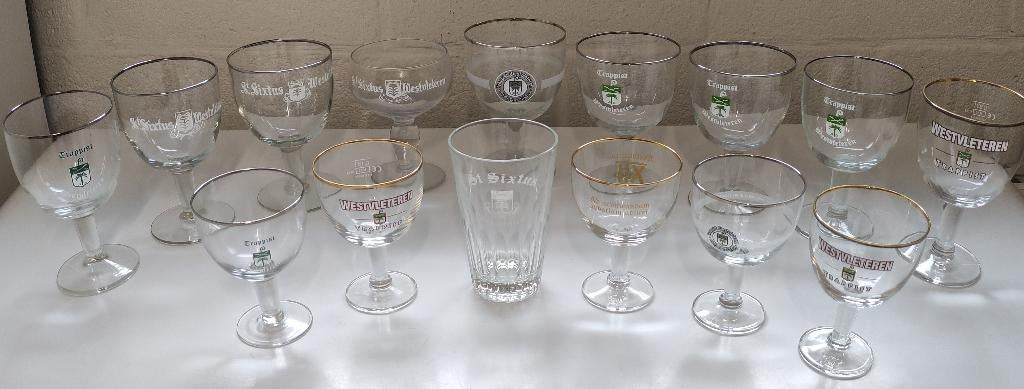 Lot de 15 Verres bière trappiste Westvleteren  diffèrent, Enlèvement