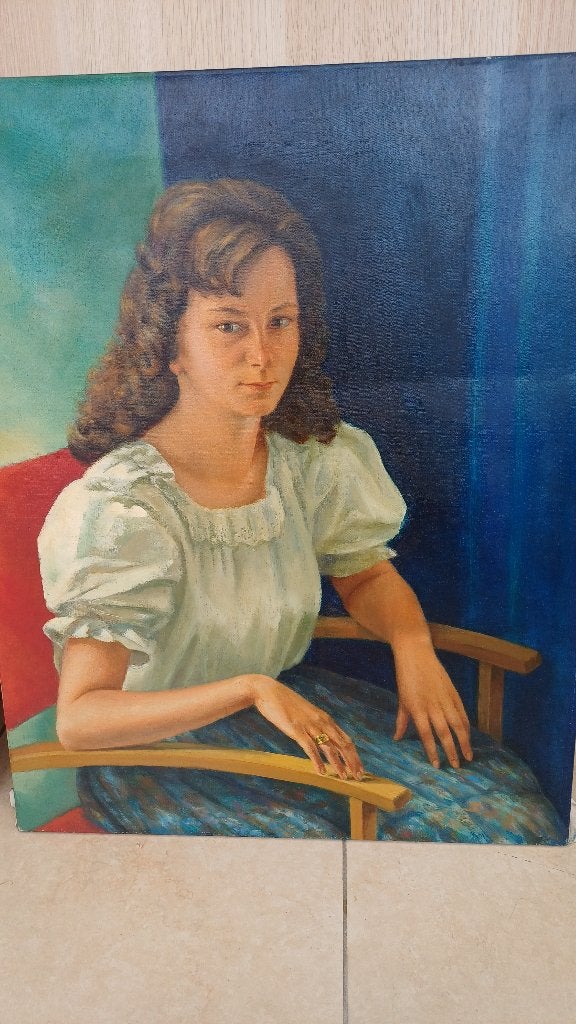 Schilderij, Antiek en Kunst, Ophalen, Doek, Portret of Personen, Olieverf