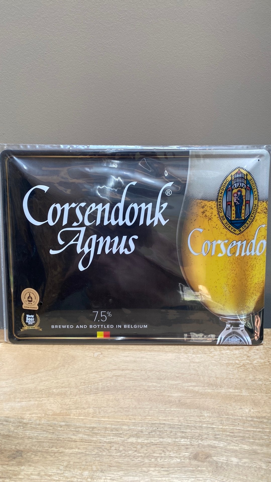 Corsendonk Agnus – Origineel metalen reclamebord, Verzamelen, Ophalen of Verzenden, Nieuw, Reclamebord, Plaat of Schild, Jupiler