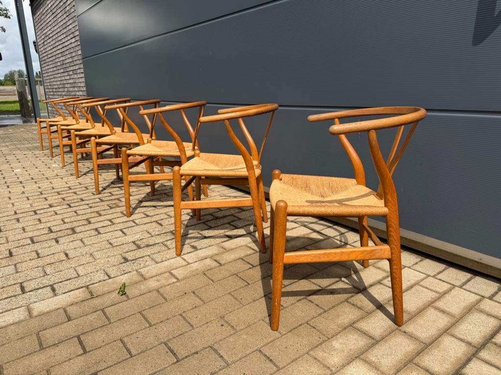 8x H. Wegner CH24 eiken Wishbone chairs, Carl Hansen & Son, Ophalen of Verzenden, Hout, Møller cassina cab leolux vitra fritz b&b italia artifort sede
