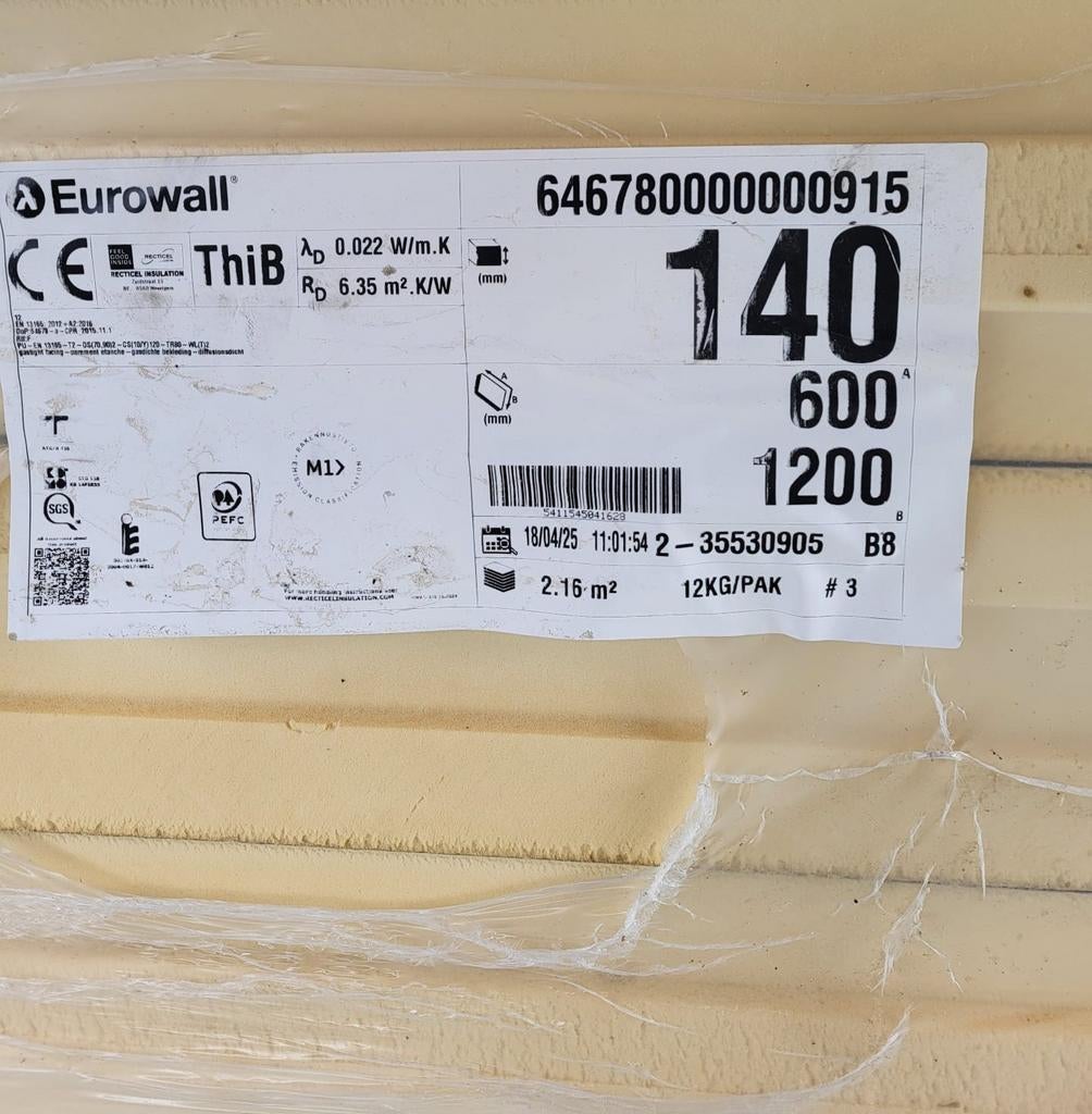 RECTICEL PLAQUES D'ISOLANT EUROWALL, Neuf, Isolation de toiture, 10 à 15 m², Enlèvement