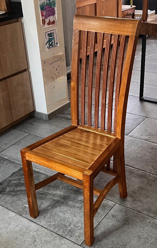 6 massief teakhouten stoelen, Huis en Inrichting, Ophalen, Gebruikt, Hout, Vijf, Zes of meer stoelen