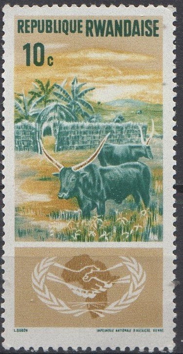 Rwanda - Ankole-vee & plattelandslandschap - 1965, Ophalen of Verzenden, Postfris