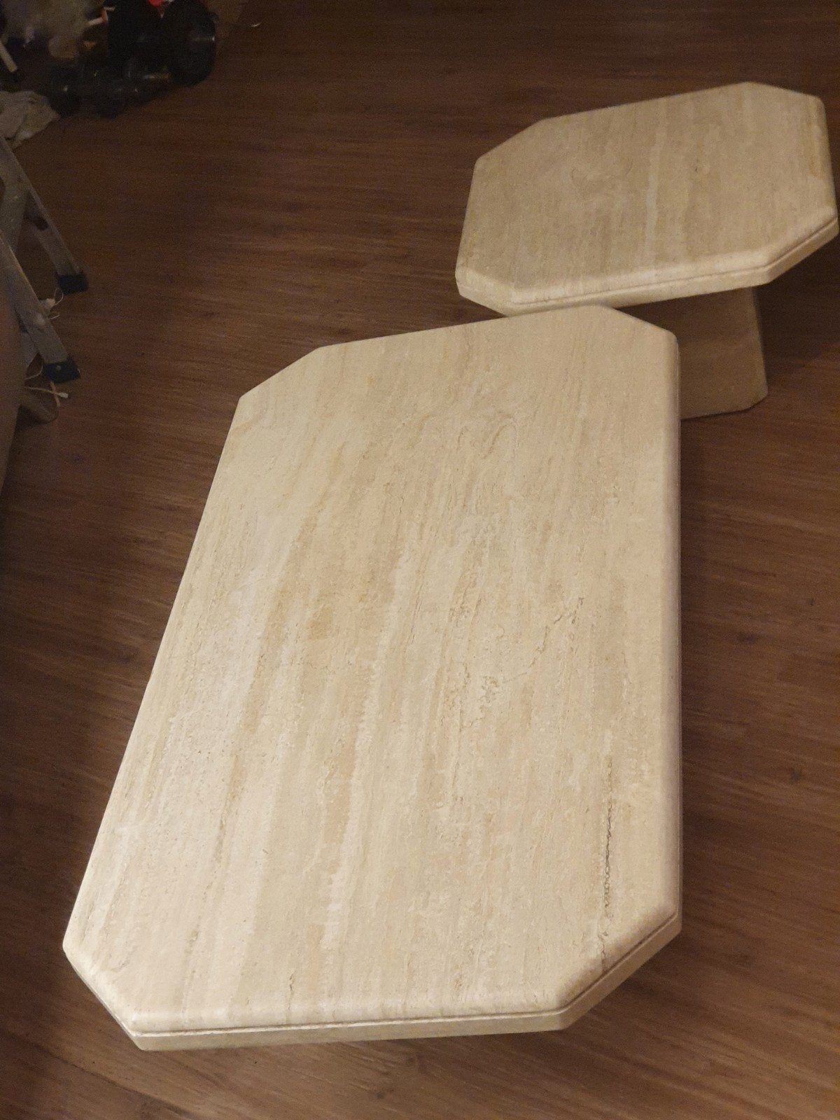 marmer salontafel met bijzettafel, Huis en Inrichting, Ophalen, 100 tot 150 cm, 50 tot 100 cm, Zo goed als nieuw