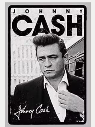 Vintage metalen bordje Johnny Cash (30x20cm), Vintage, Ophalen of Verzenden, Nieuw