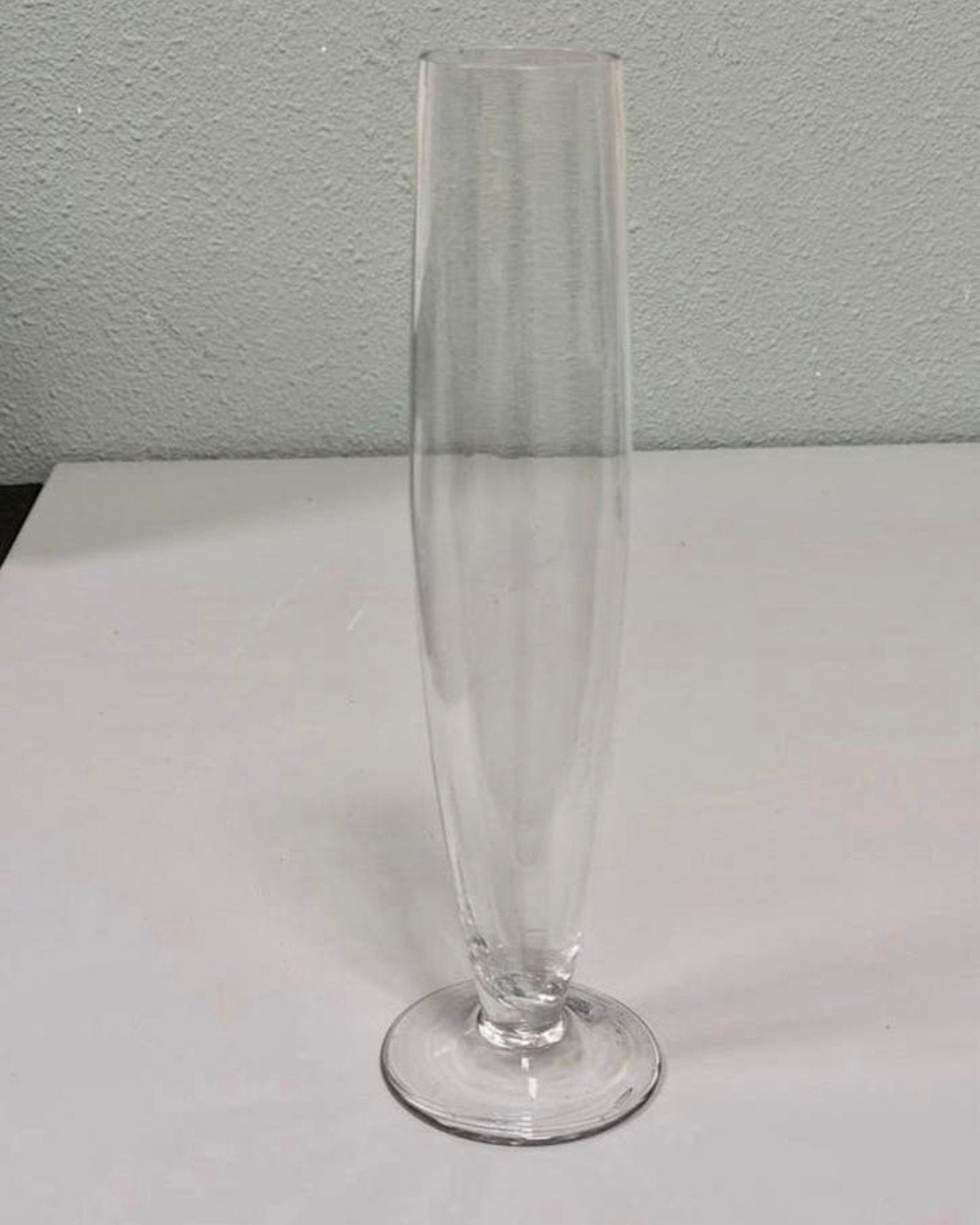 Vintage glazen vaas 30 cm hoog – helder glas bloemenvaas, Ophalen of Verzenden, Zo goed als nieuw, Transparant, Glas