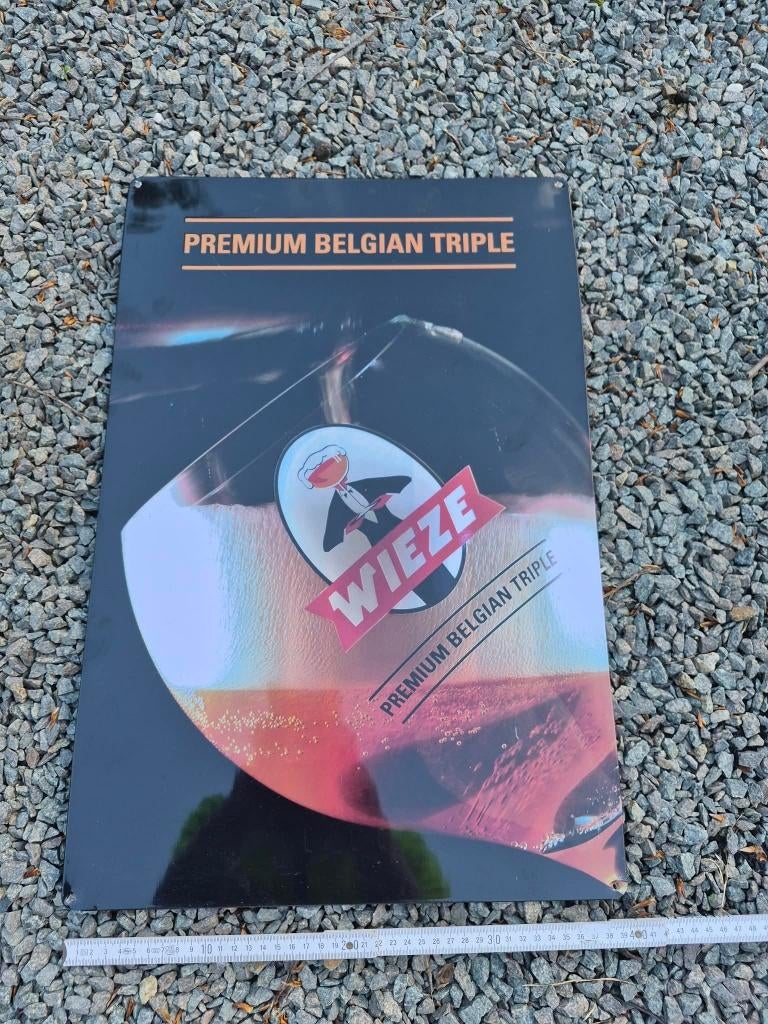 Wieze Tripel metalen reclamebord, Verzamelen, Ophalen, Zo goed als nieuw, Reclamebord, Plaat of Schild, Overige merken