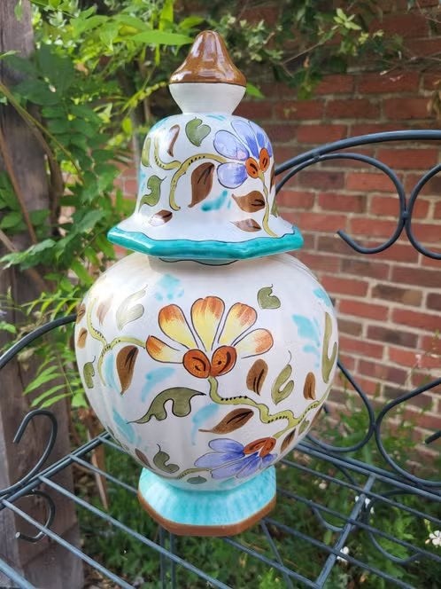 Prachtige Vintage Gouda Plateel Dekselvaas – Zuid-Holland, Antiek en Kunst, Ophalen of Verzenden