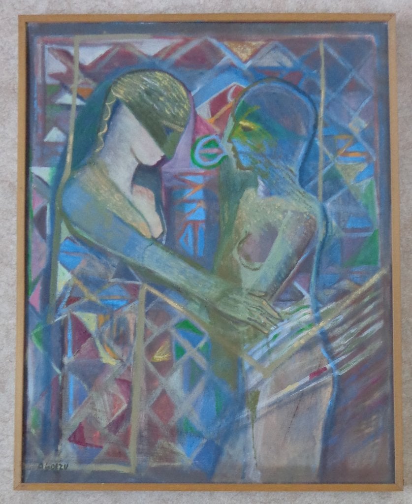 ANDRE GOEZU / POETICA / OLIEVERF DOEK / 94x75cm / KADER SIG, Ophalen, Figuren, Gesigneerd, Olieverf