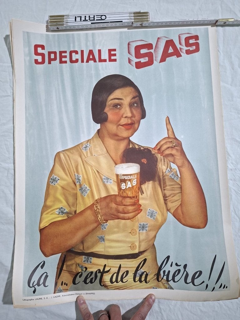 Speciale SAS, ça! ...c'est de la bière!!, brouwerij Het Sas, Verzamelen, Ophalen of Verzenden, Gebruikt, Reclamebord