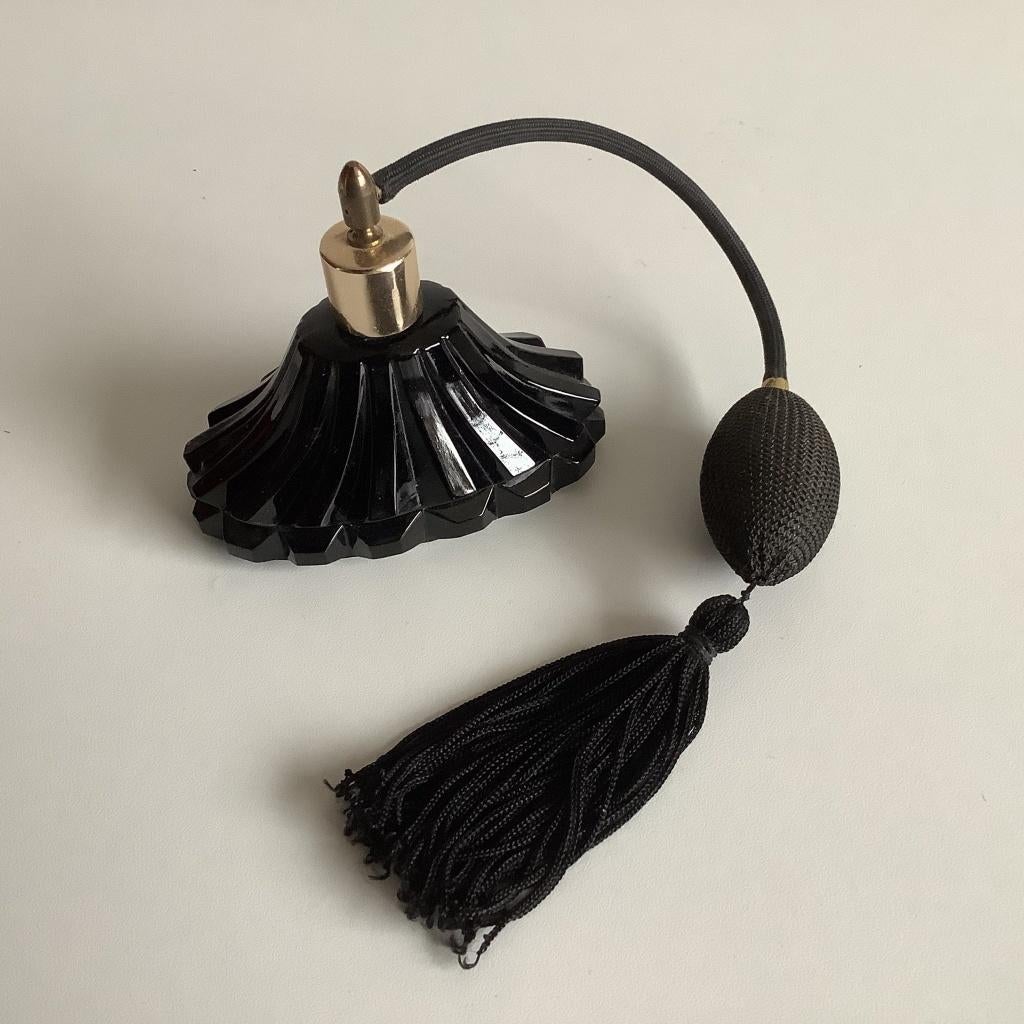 vintage boudoir parfumfles met puffer en flosje, Antiek en Kunst, Ophalen of Verzenden