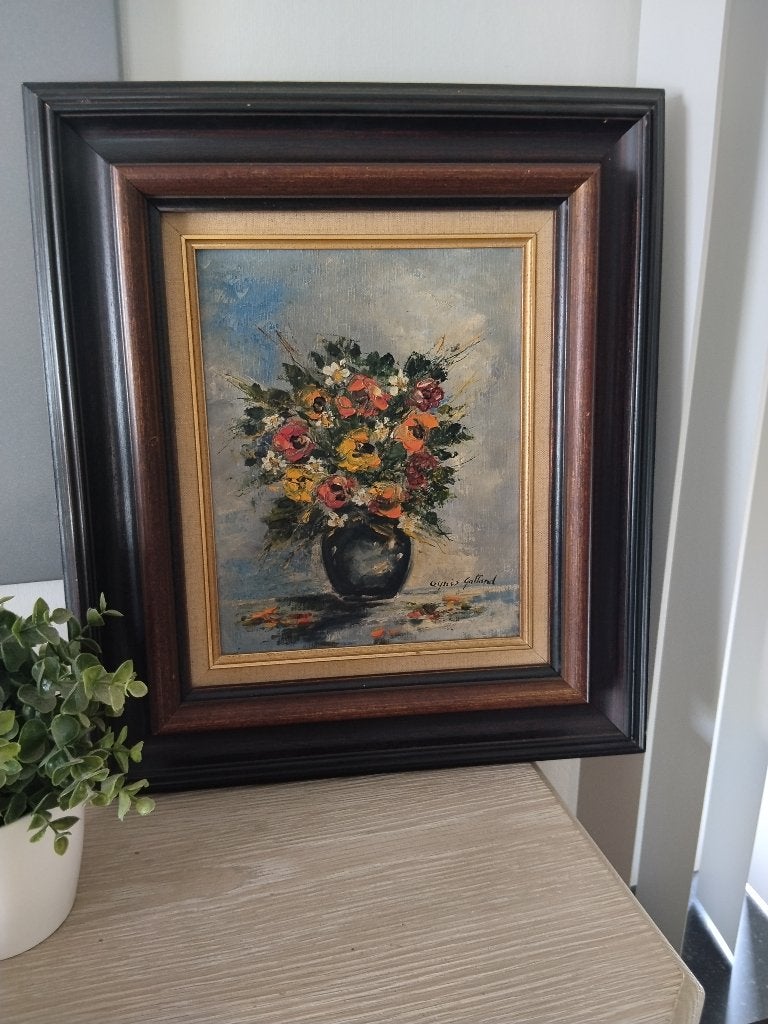 vintage schilderij, Antiek en Kunst, Ophalen of Verzenden, Vintage, Bloemen