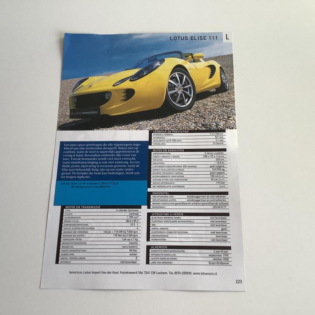 Article sur Lotus Elise, Enlèvement ou Envoi, Comme neuf, Autres marques