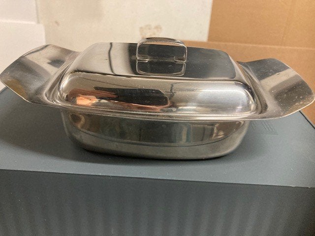 Boterpot met deksel in inox, Ophalen, Inox, Gebruikt, Met deksel