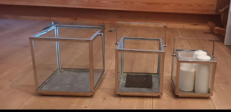 3 glazen windlichten, Ophalen, Zo goed als nieuw