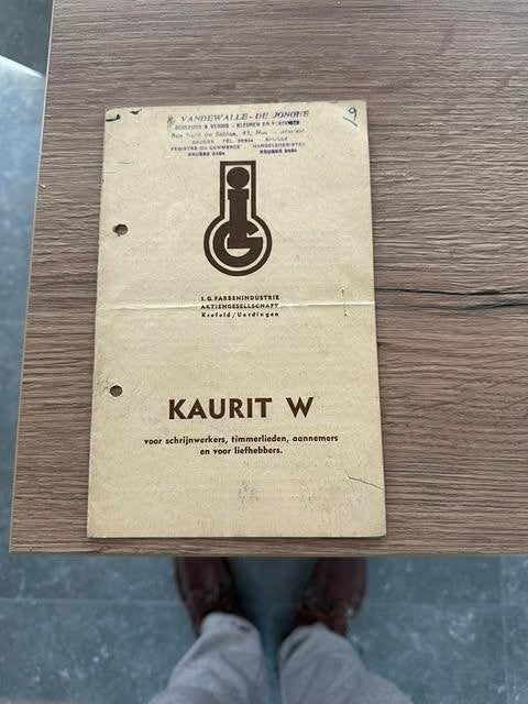 folder Kaurit W Vandewalle De Jonghe Brugge, Boeken, Catalogussen en Folders, Ophalen of Verzenden, Gelezen, Folder