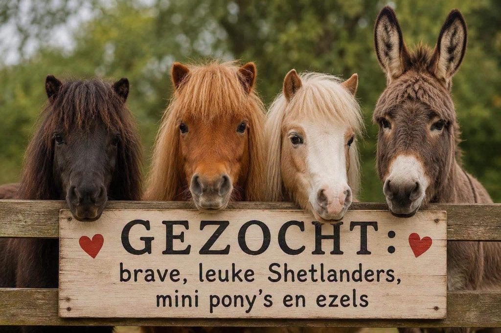 Gezocht: mini pony, Shetlander en/of ezel, Dieren en Toebehoren, Meerdere dieren, A pony (tot 1.17m), Recreatiepony