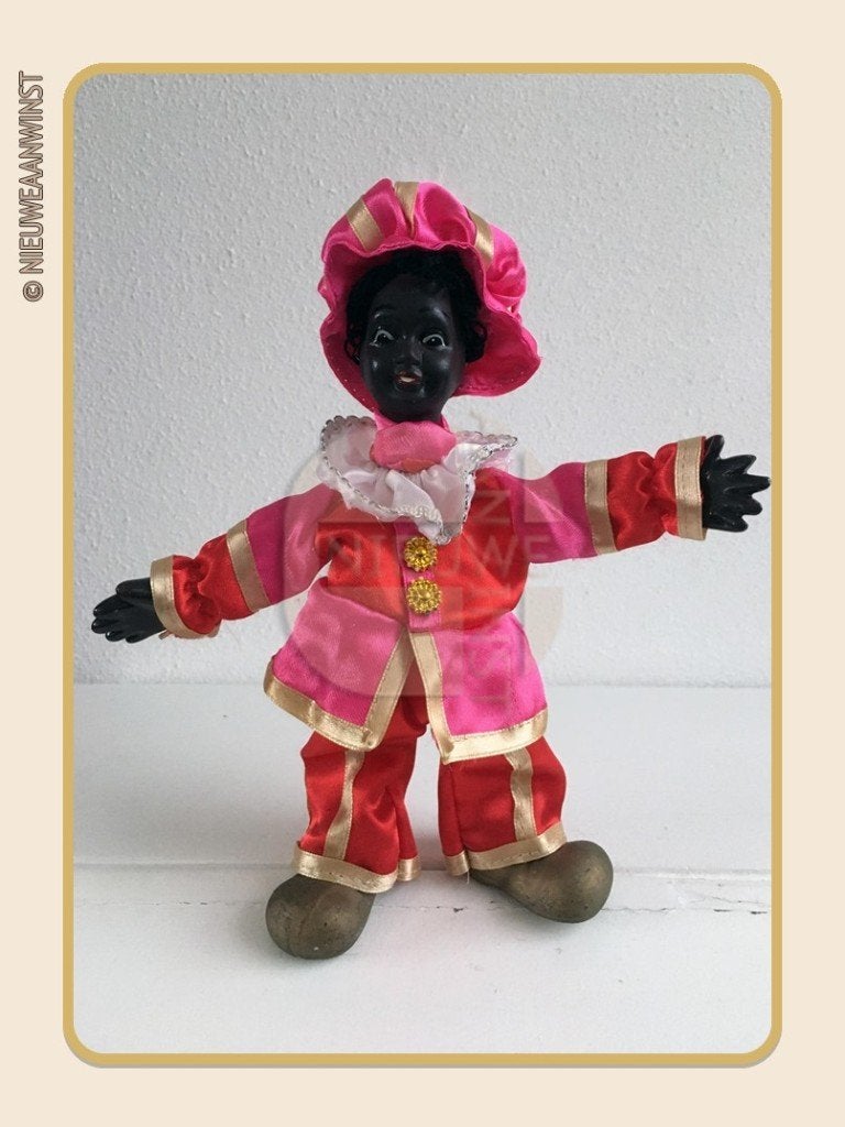 Nostalgische etalage Piet pop - rood/roze/goud - 22cm, Verzenden, Gebruikt