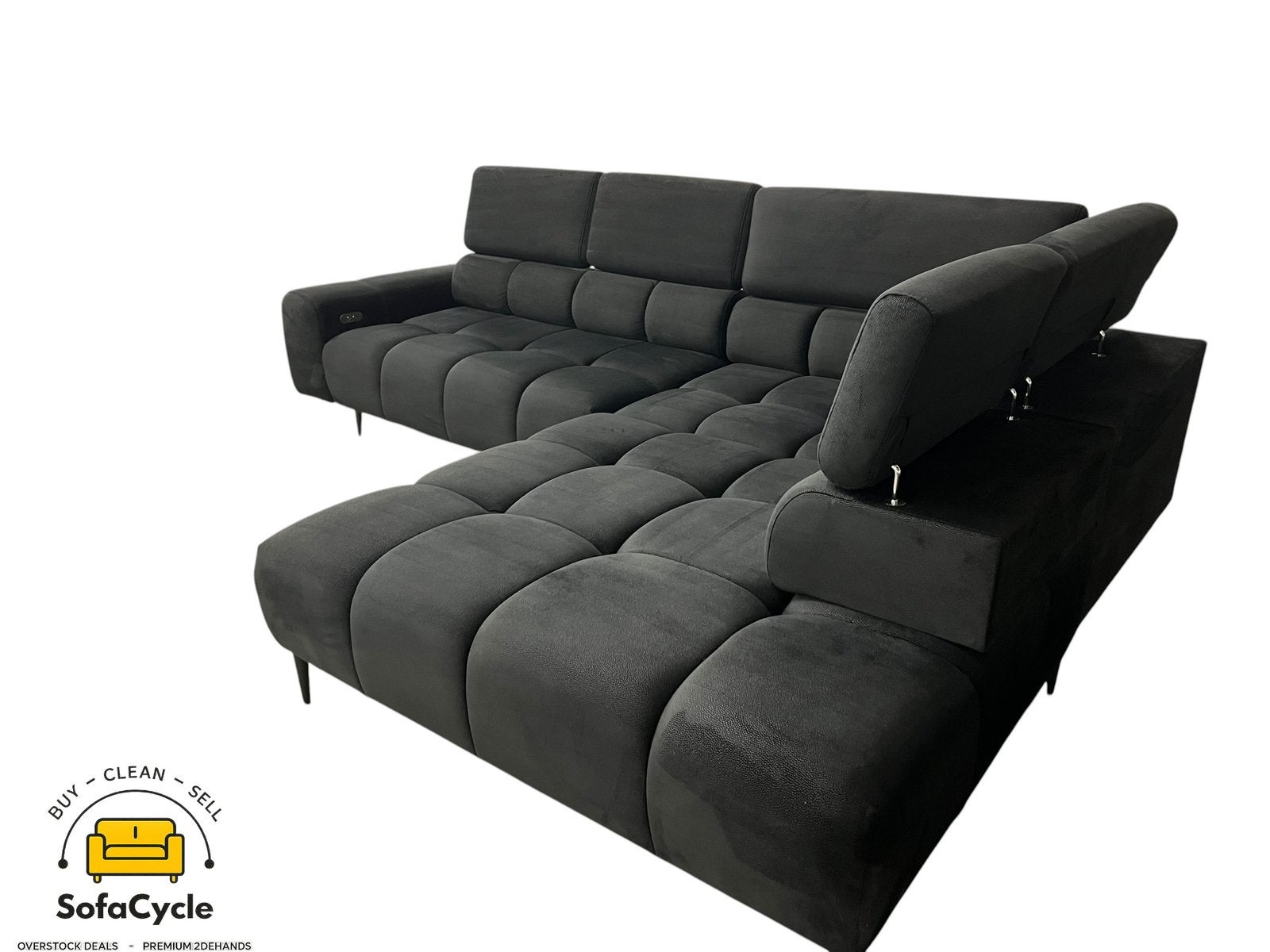 Fauteuil d'angle en velours avec fonction relax — Overstock, Neuf, Enlèvement ou Envoi, Autres dimensions, SofaCycle
