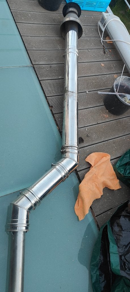 Dubbelwandige buis voor pelletkachel, Doe-het-zelf en Bouw, Buizen en Afvoer, Ophalen, Gebruikt, Inox, 4 tot 6 meter