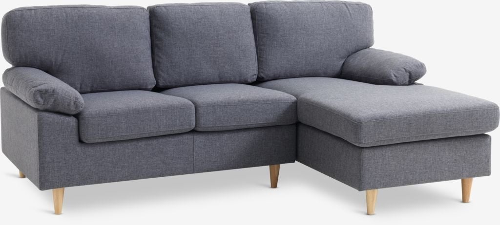 Zitbank chaise longue te koop, donkergrijze stof, Trois personnes, 150 à 200 cm, Comme neuf, Enlèvement