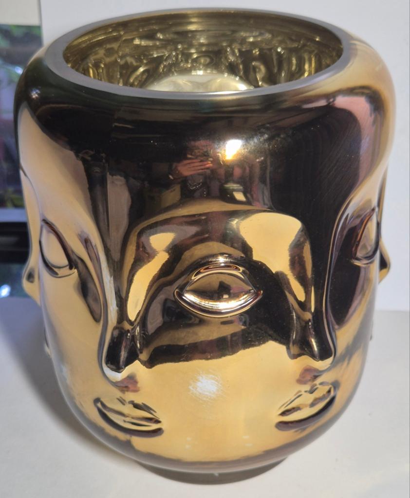 Luxe gouden face vase / cachepot in spiegelglas, Huis en Inrichting, Woonaccessoires | Vazen, Ophalen of Verzenden