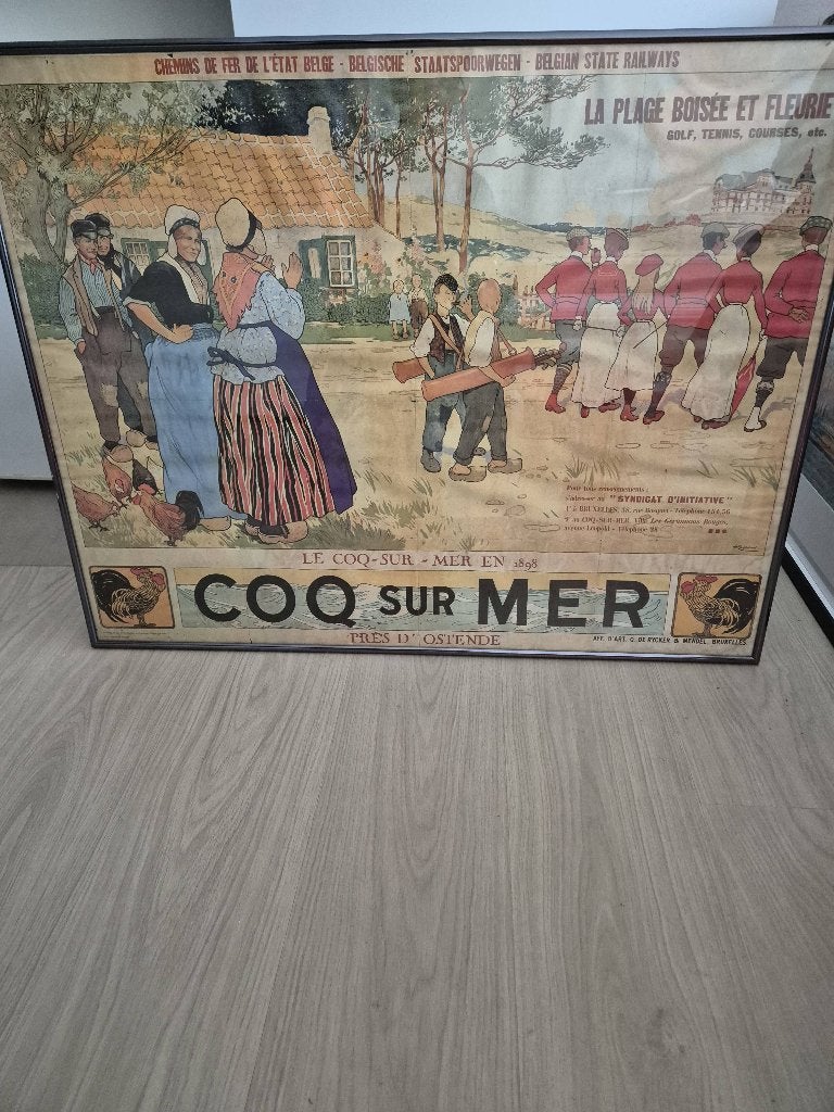 Retro poster De Haan, Ophalen, Rechthoekig Staand, Met lijst, Zo goed als nieuw