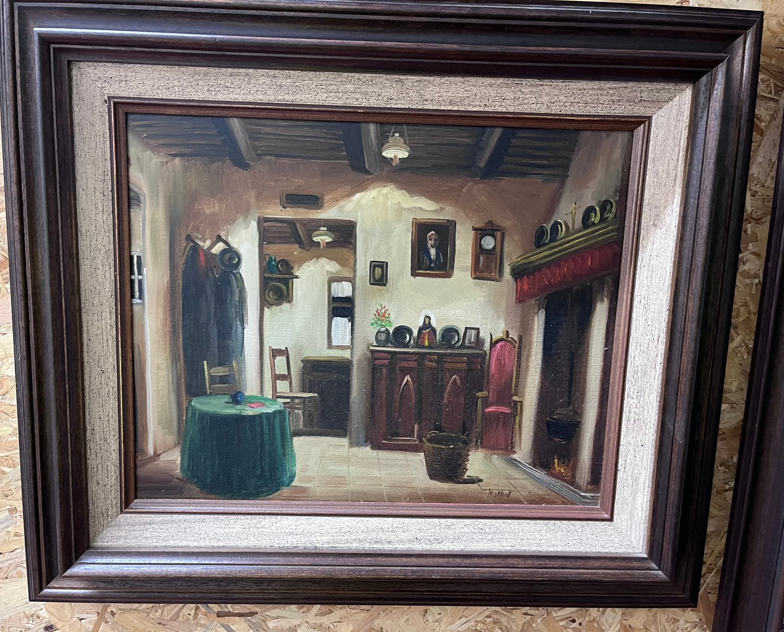 Groot Sfeervol Vlaams Boereninterieur -Marhot, Ophalen, Klassiek, Olieverf, Doek
