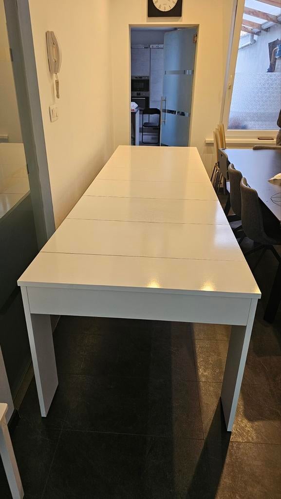 Witte Verstelbare Eettafel + 4 Stoelen | Uitschuifbaar tot 3, Maison & Meubles, Tables | Tables à manger, Enlèvement ou Envoi