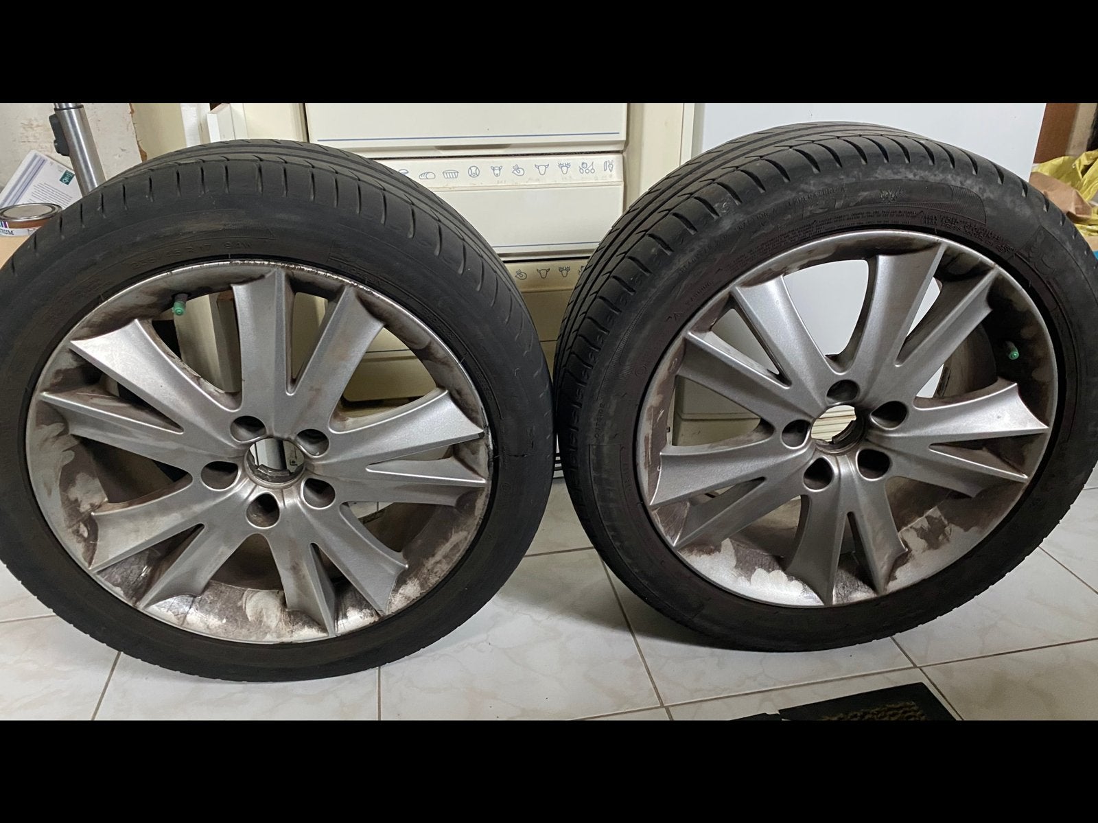 SAAB originele velgen met zomerbanden (4 stuks), Auto-onderdelen, Banden en Velgen, Ophalen, Zomerbanden, Velg(en)
