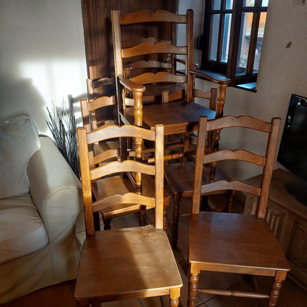Lot de 8 chaises style Ferme Provençale / Campagne Chic -tbe, Enlèvement