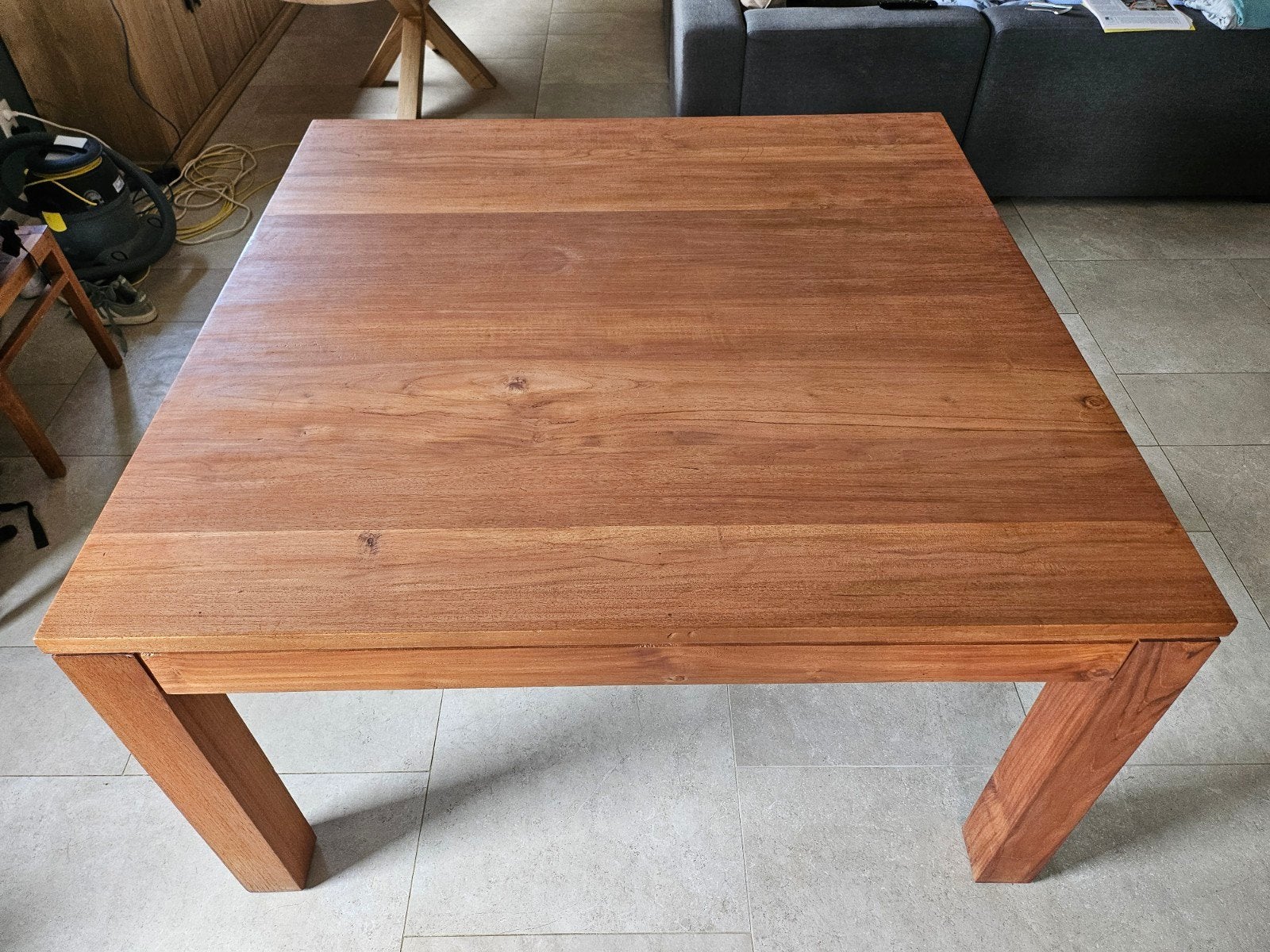 vierkante eettafel teak, Huis en Inrichting, Tafels | Eettafels, Ophalen, Zo goed als nieuw, Vijf personen of meer, 100 tot 150 cm