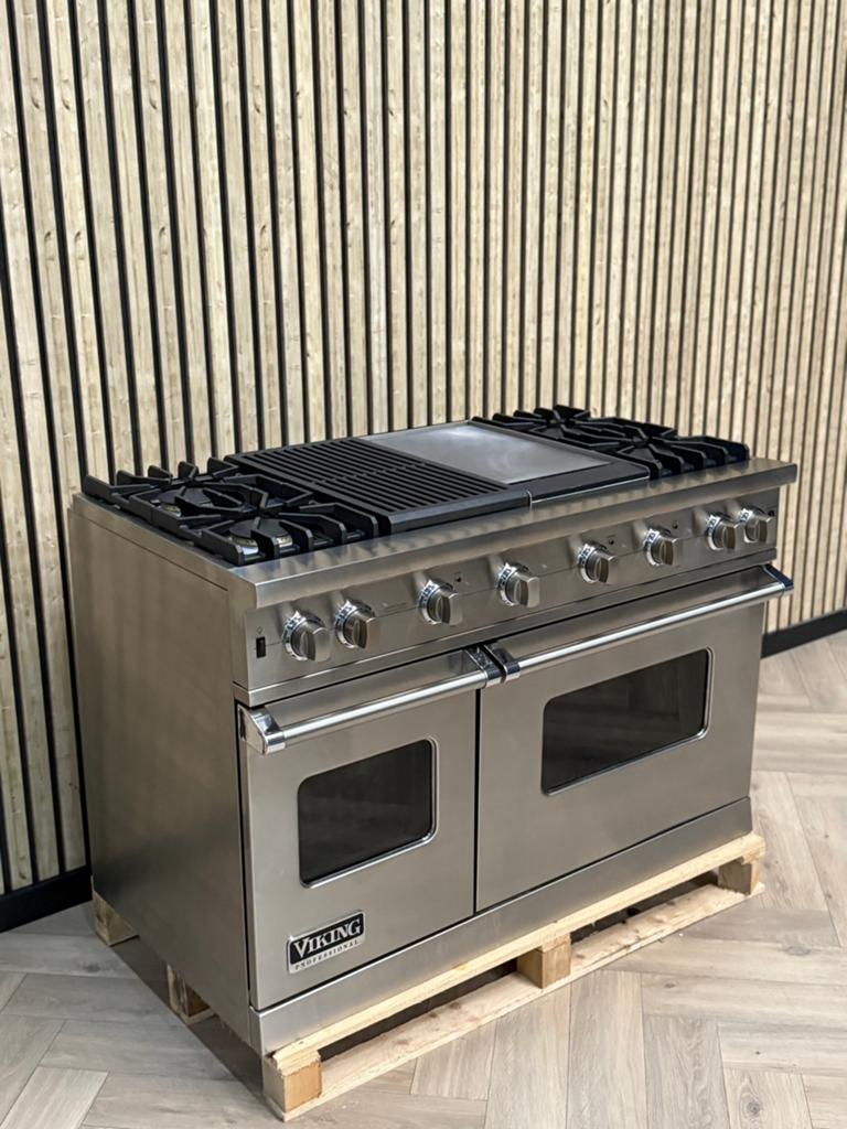Luxe Viking 121cm Inox Gas met Krachtige Branders + bakplaat, Ophalen of Verzenden, Grill, Gas
