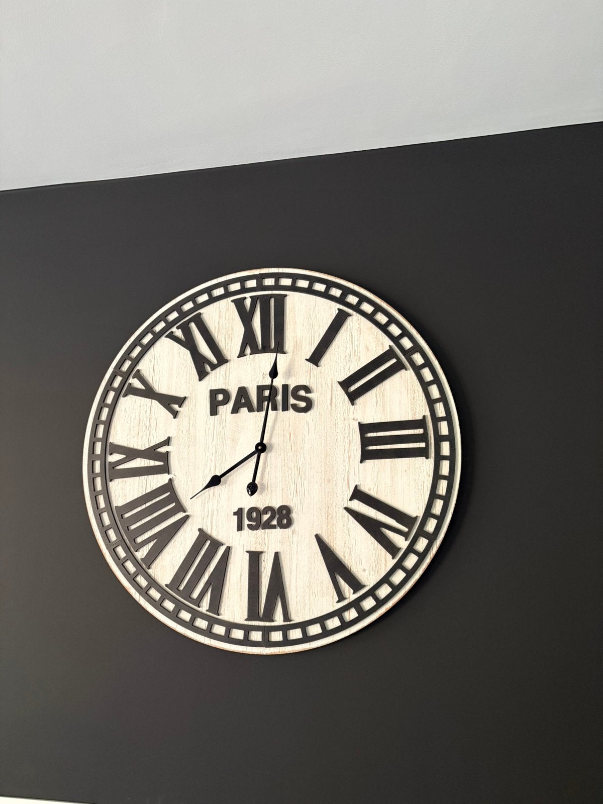 Grande horloge murale “Paris 1928” – Style industriel, Maison & Meubles, Industriel, Enlèvement, Noir, Horloge murale