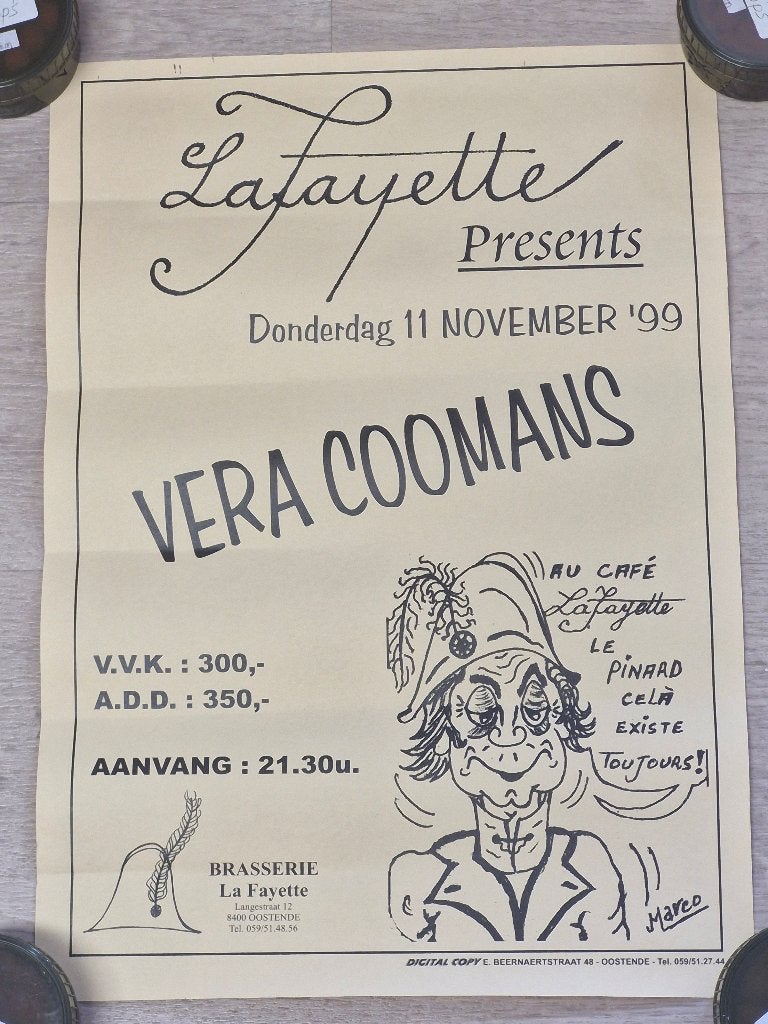 Affiche LaFayette - Vera Coomans - 1999, Ophalen, A1 t/m A3, Muziek, Rechthoekig Staand