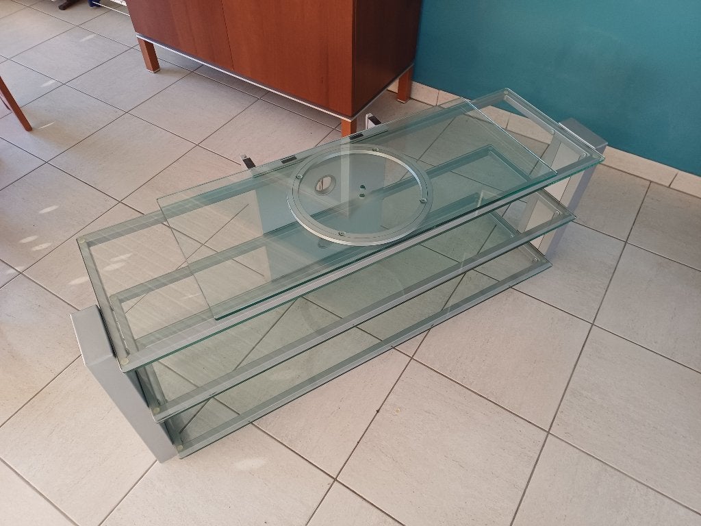 Tv Meubel met draaibaar kopstuk, Huis en Inrichting, Ophalen, 100 tot 150 cm, Zo goed als nieuw, Glas