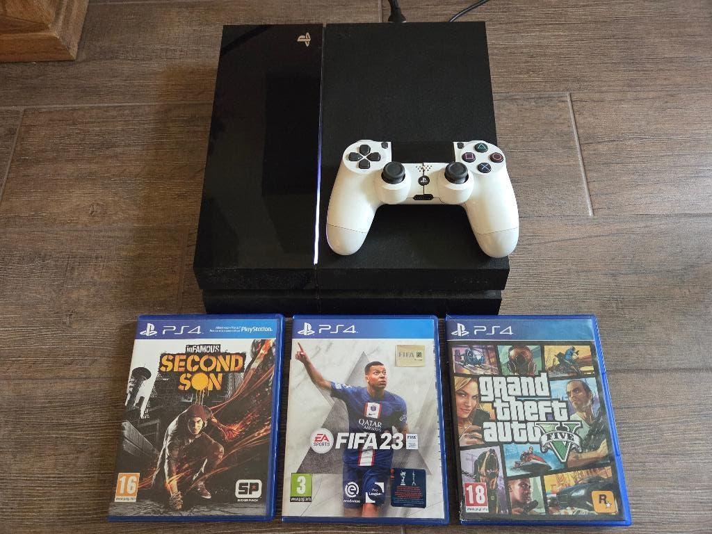 PS4 + controller + 3 games, Ophalen, Met 1 controller, Original, 500 GB