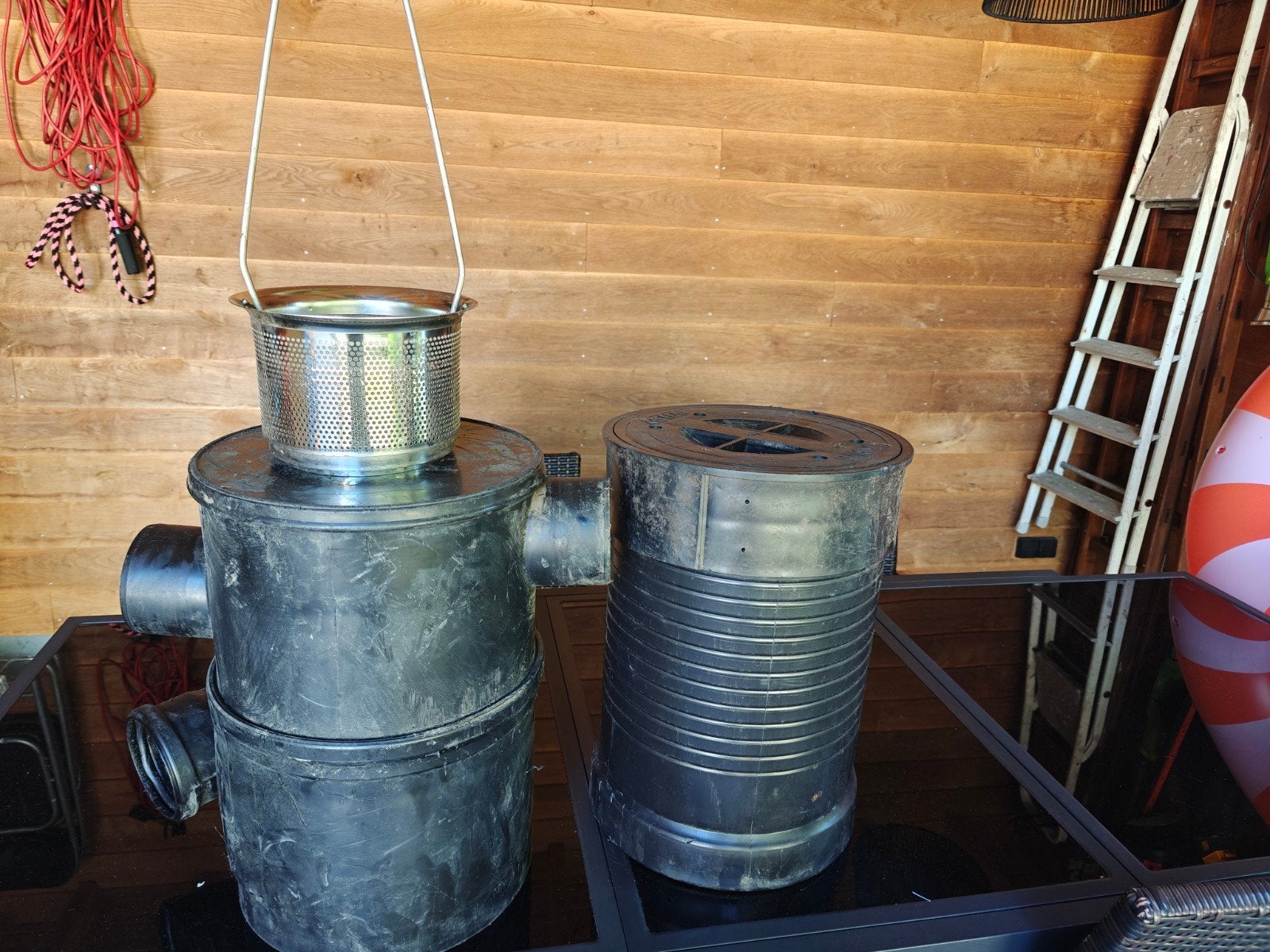 WisoWisy WFF100 Cycloonfilter + Ophoogstuk + roestvrij mand, Ophalen, Zo goed als nieuw, Overige typen