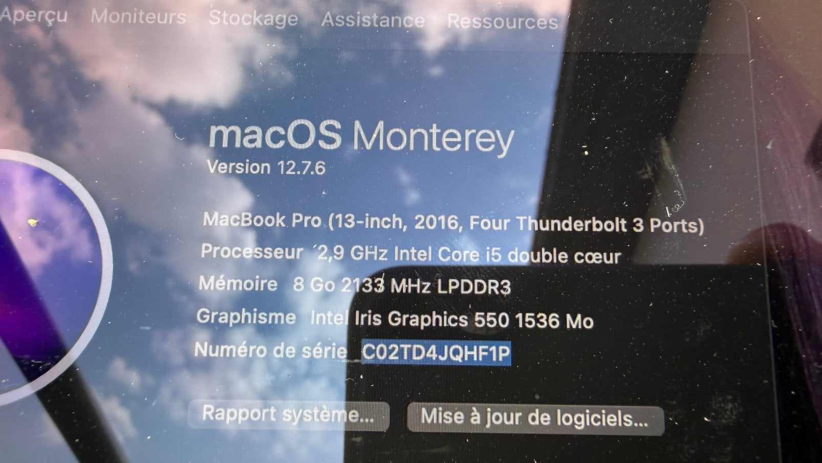 MacBook Pro Touch Bar 2016 2,9GHZ I5 double cœur 8Go 512GB, Informatique & Logiciels, Enlèvement, MacBook