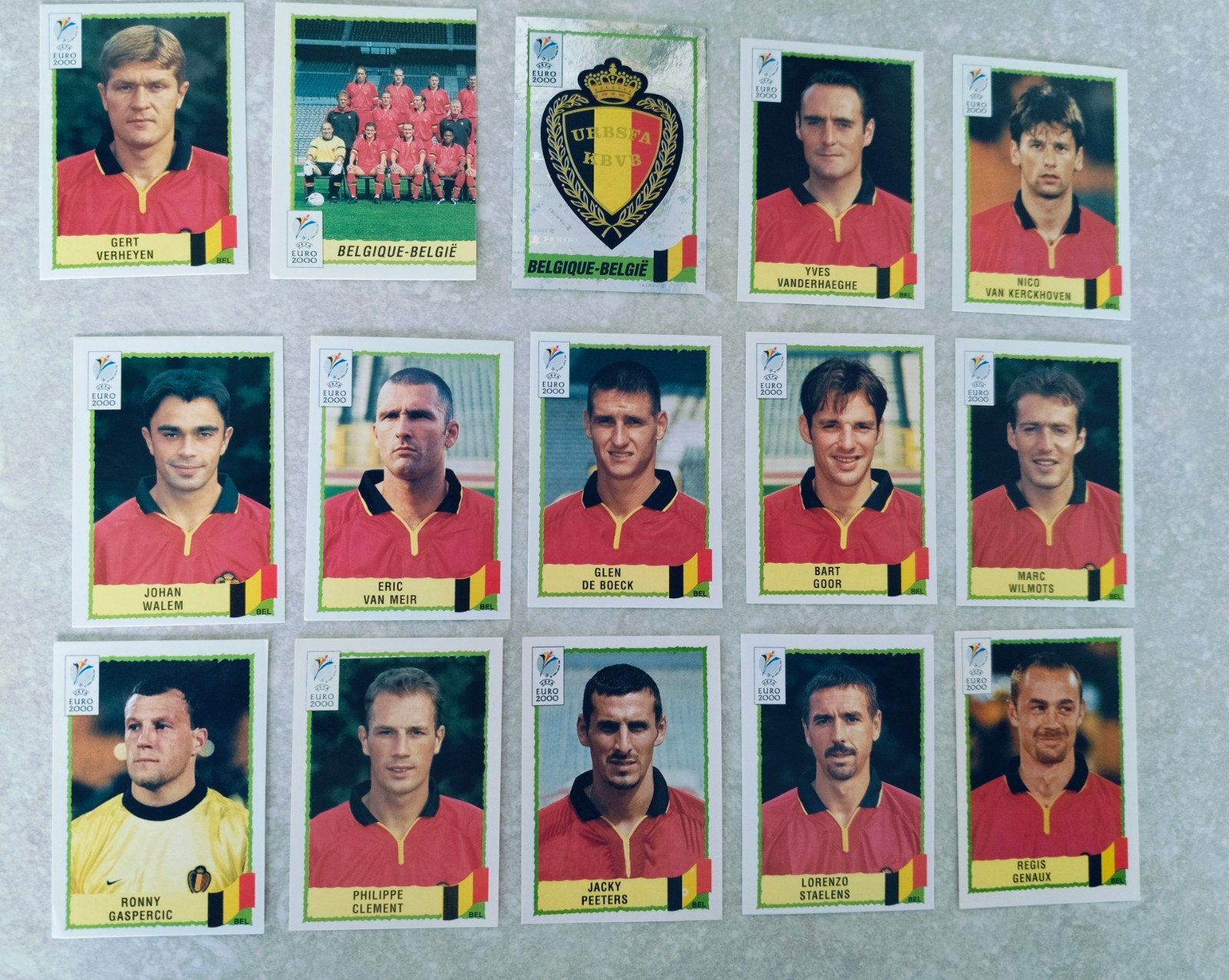 15 Panini stickers Euro 2000 rode duivels, Verzamelen, Ophalen of Verzenden