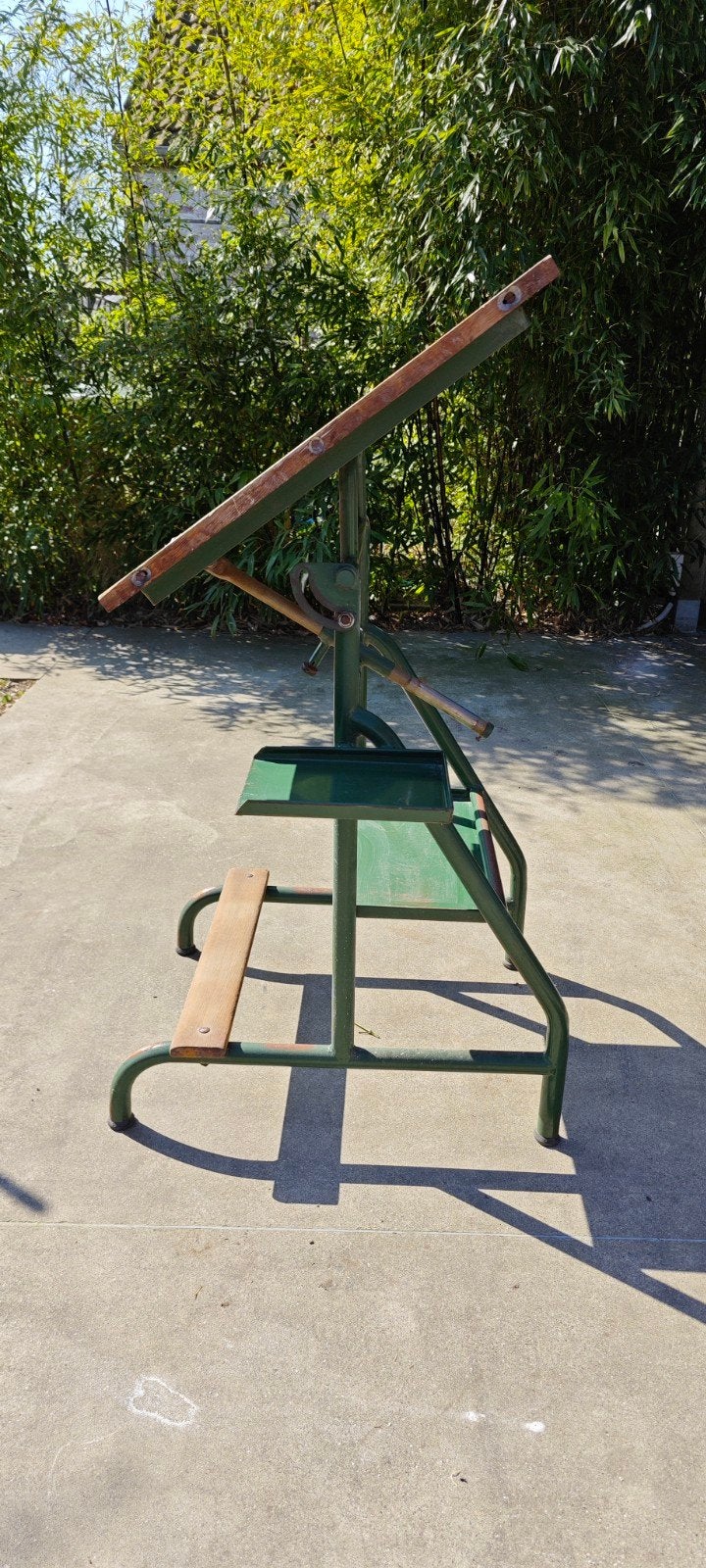Vintage industriële tekentafel – verstelbaar – schoolmodel, Ophalen, Gebruikt, Minder dan 130 cm