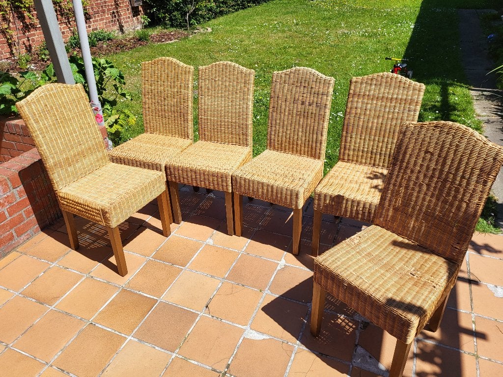 Rieten stoelen, Huis en Inrichting, Stoelen, Ophalen, Overige kleuren, Riet of Rotan, Zo goed als nieuw