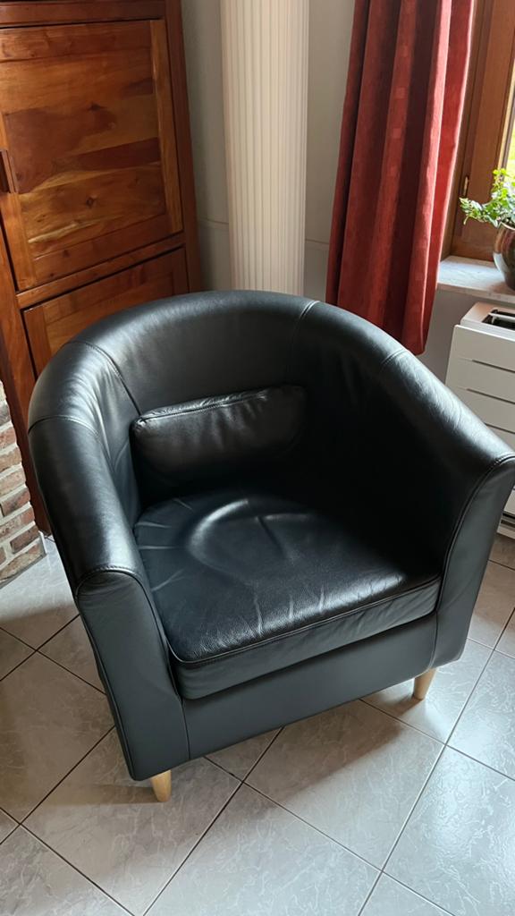 Lederen fauteuil, Moins de 75 cm, Enlèvement, Utilisé, Cuir