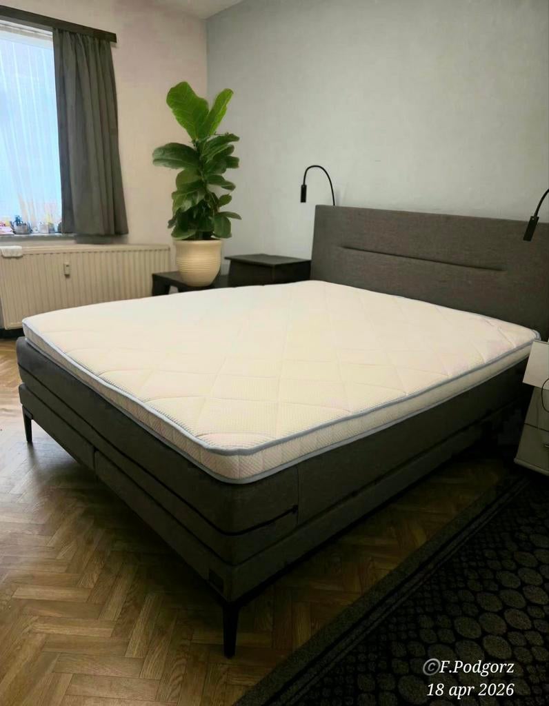 Boxspring Bed, Ophalen, Bruin, Tweepersoons, Zo goed als nieuw