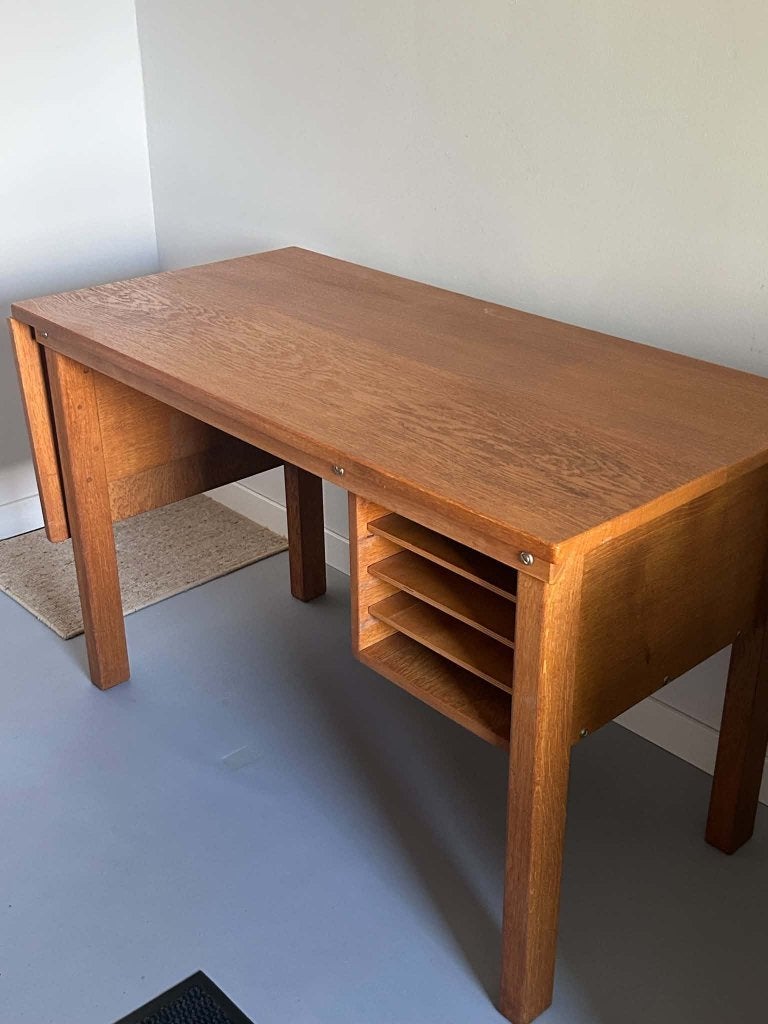 Vintage eiken bureau met klapblad, Maison & Meubles, Scandinave, Autres types, Comme neuf, Enlèvement