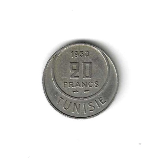 Tunesië, 20 Francs 1950., Timbres & Monnaies, Enlèvement ou Envoi, Autres pays, Monnaie en vrac