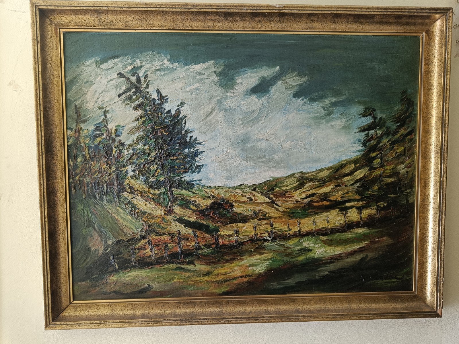 mooi oud schilderij van A karde, Enlèvement, Paysage